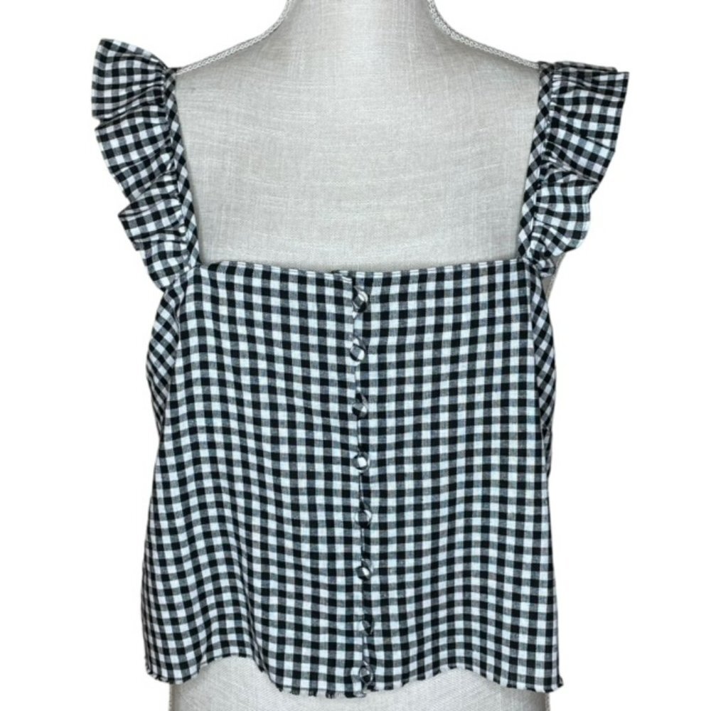 ❤️ MADEWELL Ruffle-Strap Cami Top in Gingham Check - Size 12 - Picture 2 of 4